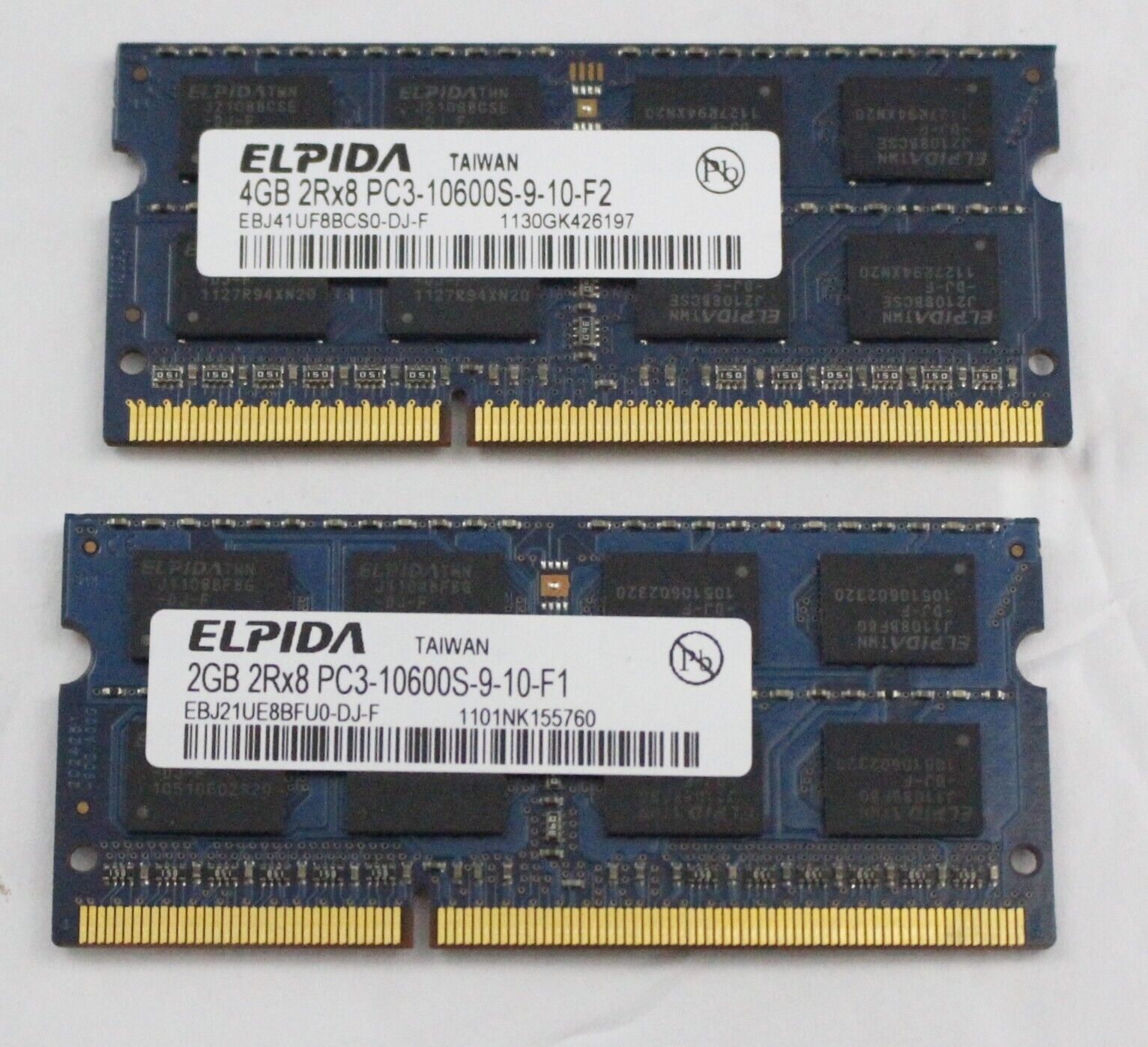 2   ELPIDA 4GB 2RX8 PC3-10600S-9-10-F2 EBJ41UF8BCS0-DJ-F &