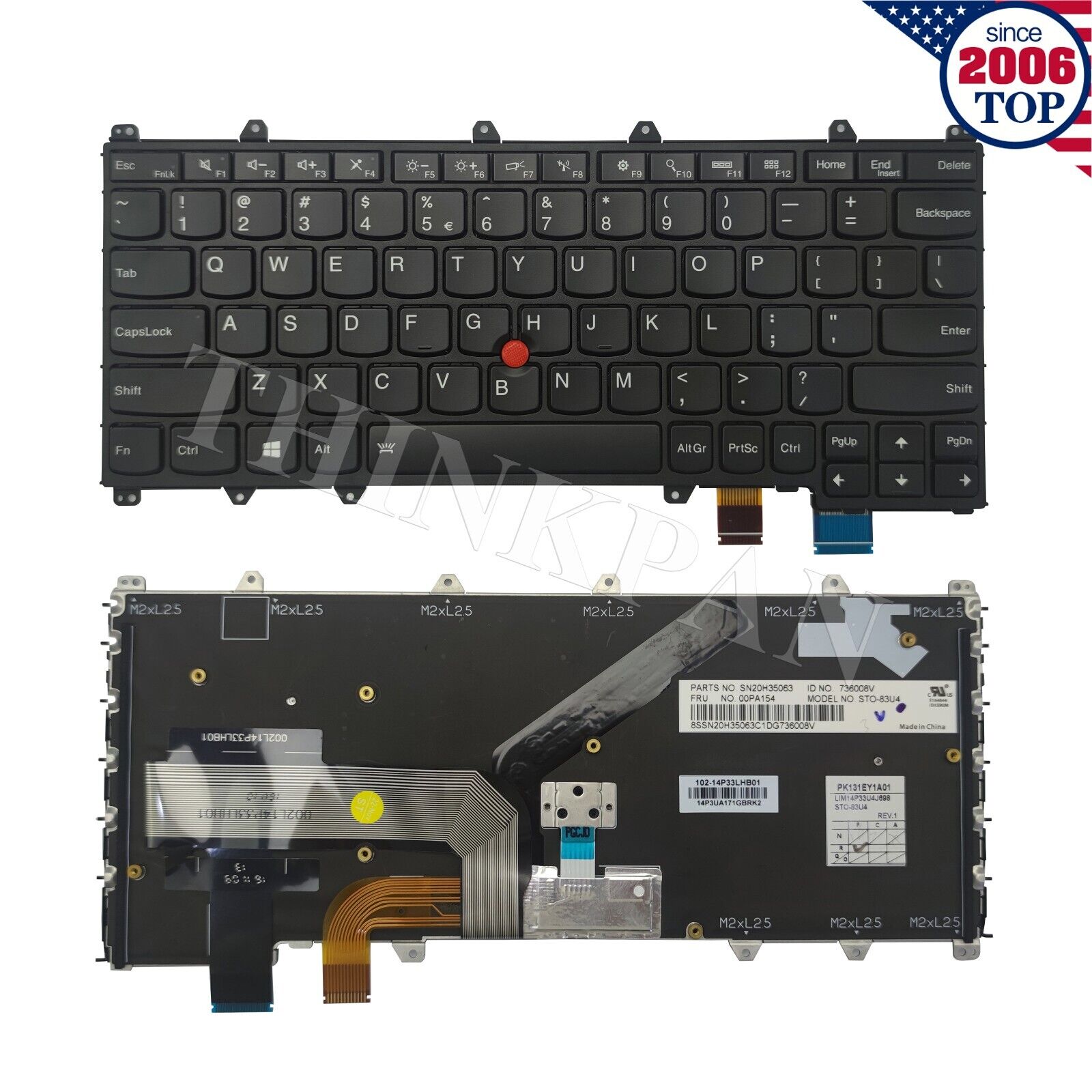 Genuine US Backlit Keyboard for Lenovo IBM ThinkPad Yoga 260 Y370 X380 00PA154