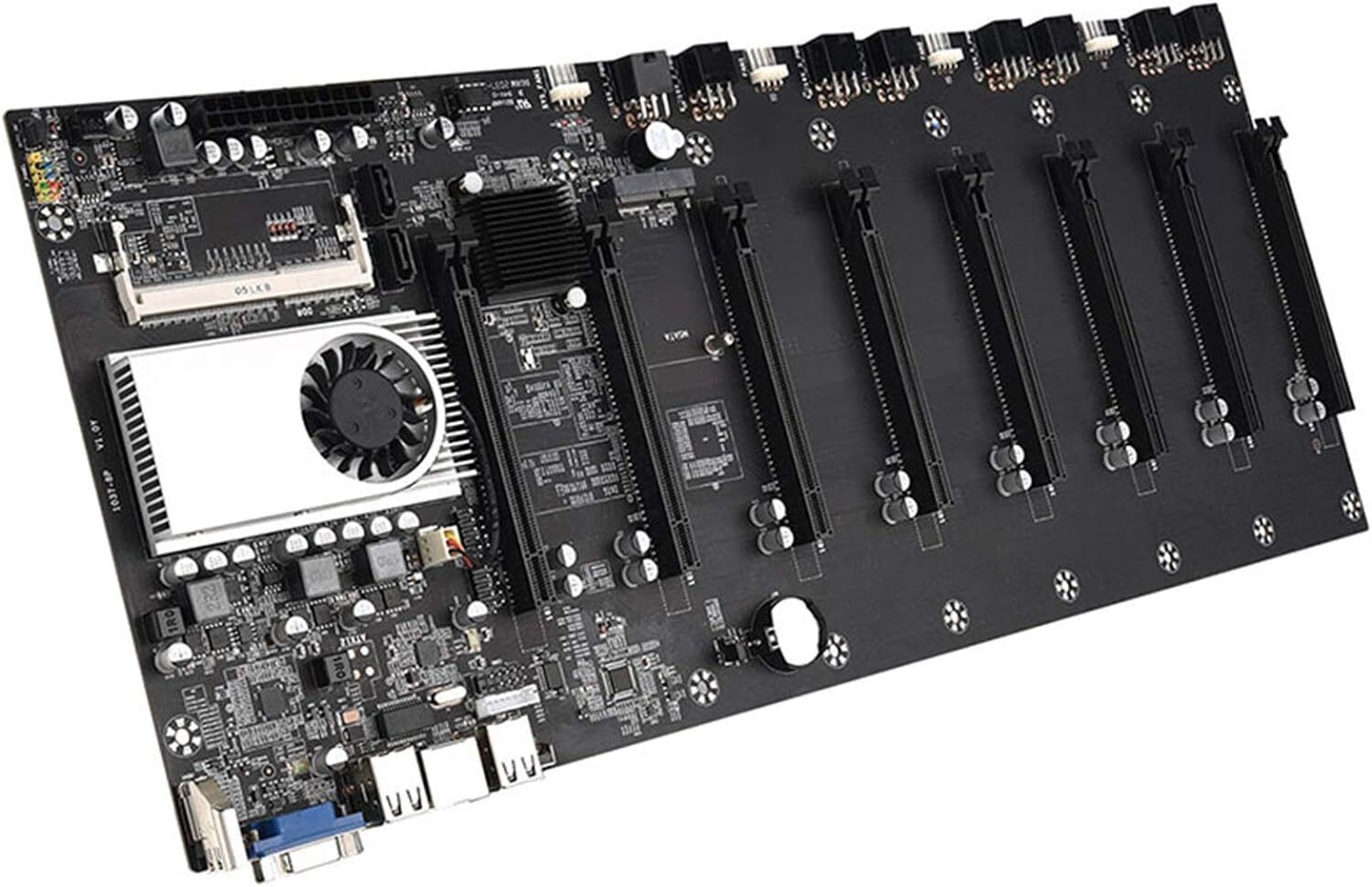 Mining Motherboard with CPU and FAN and Set 8 GPU Slots DDR3 Memory Integrated