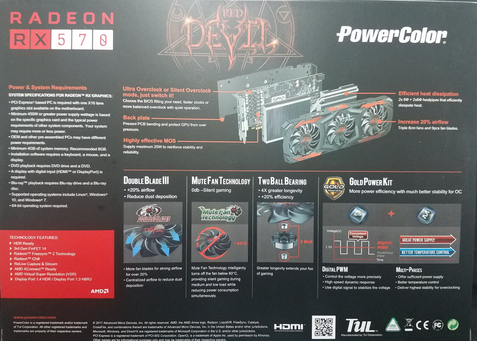 PowerColor Red Devil Radeon RX 570 4GB GDDR5 Graphics Card (4GBD53DHOC)
