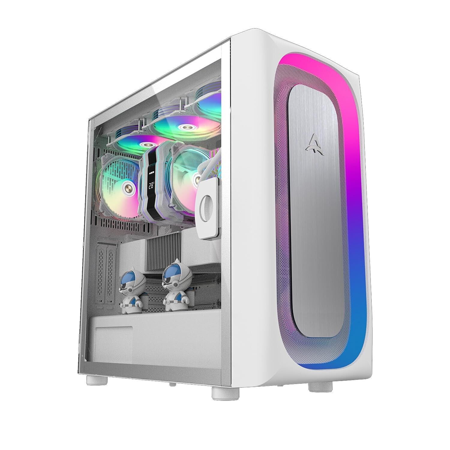 ALSEYE Ai-Pro White ARGB Mid-Tower E-ATX PC Gaming Case, Pre-Installed a Halo...