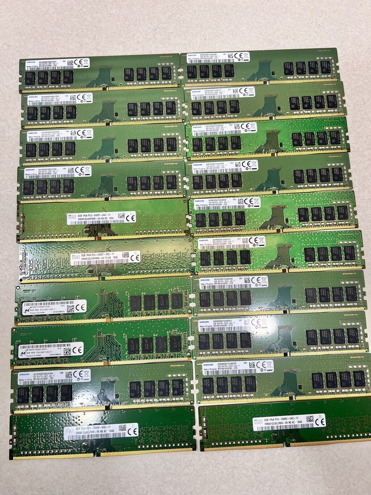 Lot of 20 Samsung,Micron,SKhynix 8GB DDR4-2400T/2666V Desktop