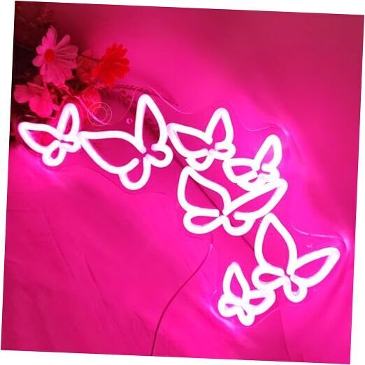 Pink Butterfly Led Neon Light Sign Girls Bedroom Kids Room Pink butterfly