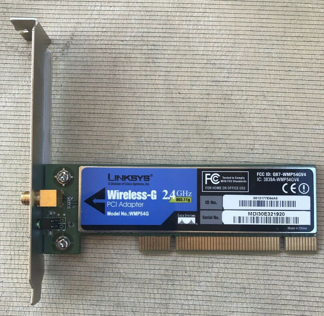 Cisco Linksys Wireless-G 2.4GHz 802.11g Computer PCI Network Adapter Card WMP54G