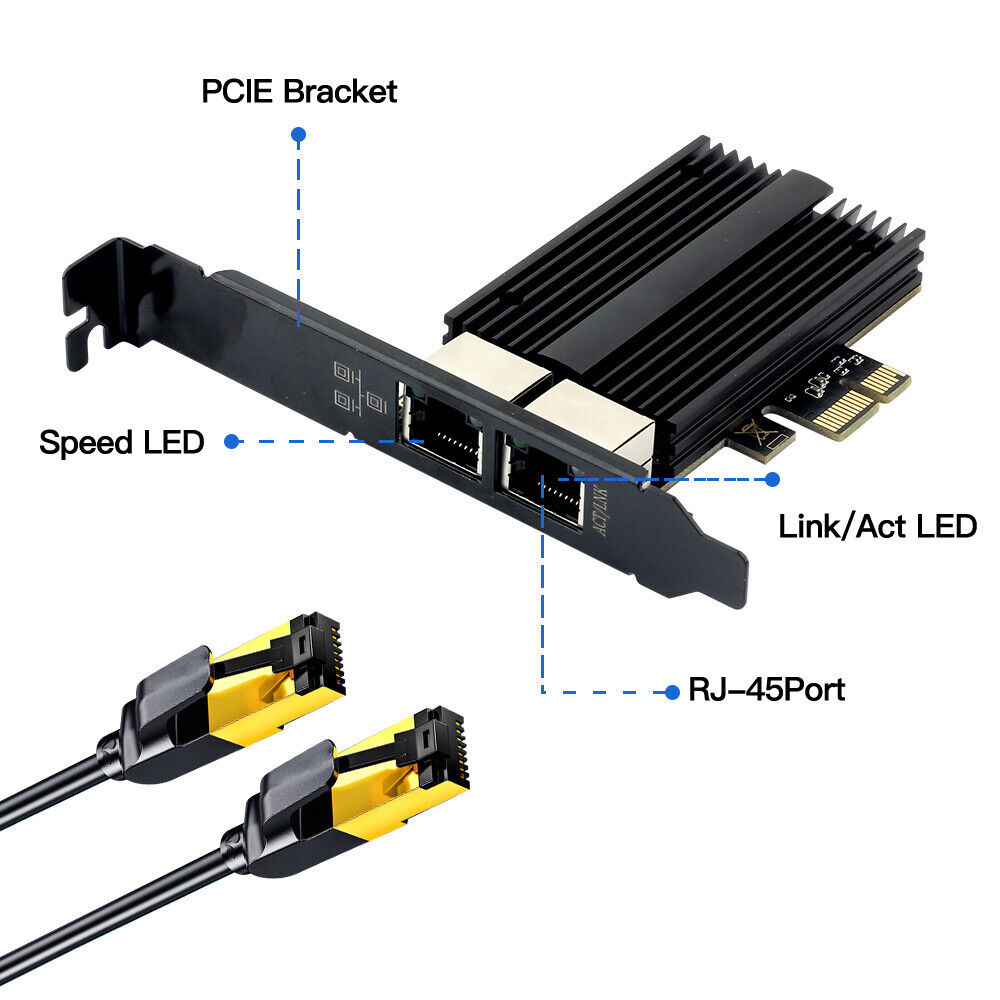 RJ45 PCI-E Gigabit Network Card 2.5G Ethernet Adapter with Intel I226 Two Ports
