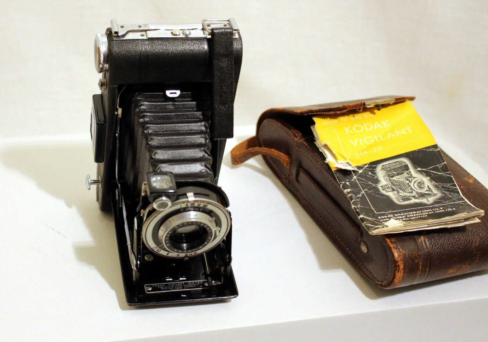 Vintage Kodak camera model Vigilant six - 20 with original case and manual