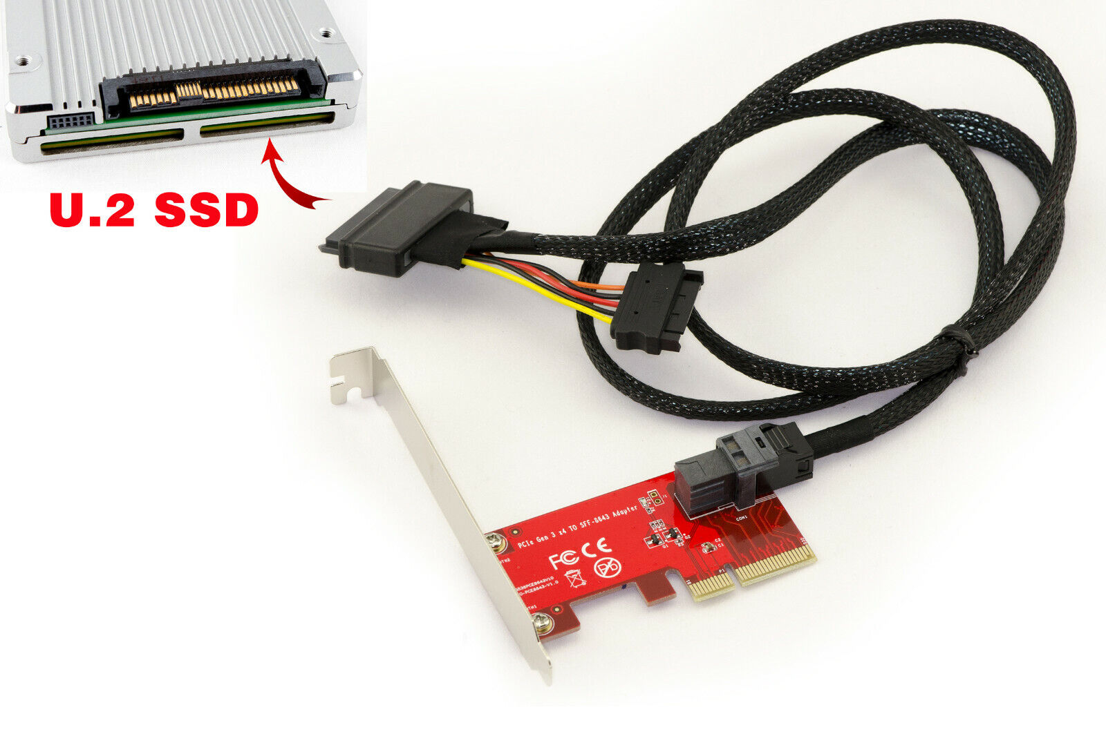 Pcie 4x SSD U.2 Nvme U2 68Pin SFF-8639 - With Cords - High Low Profile
