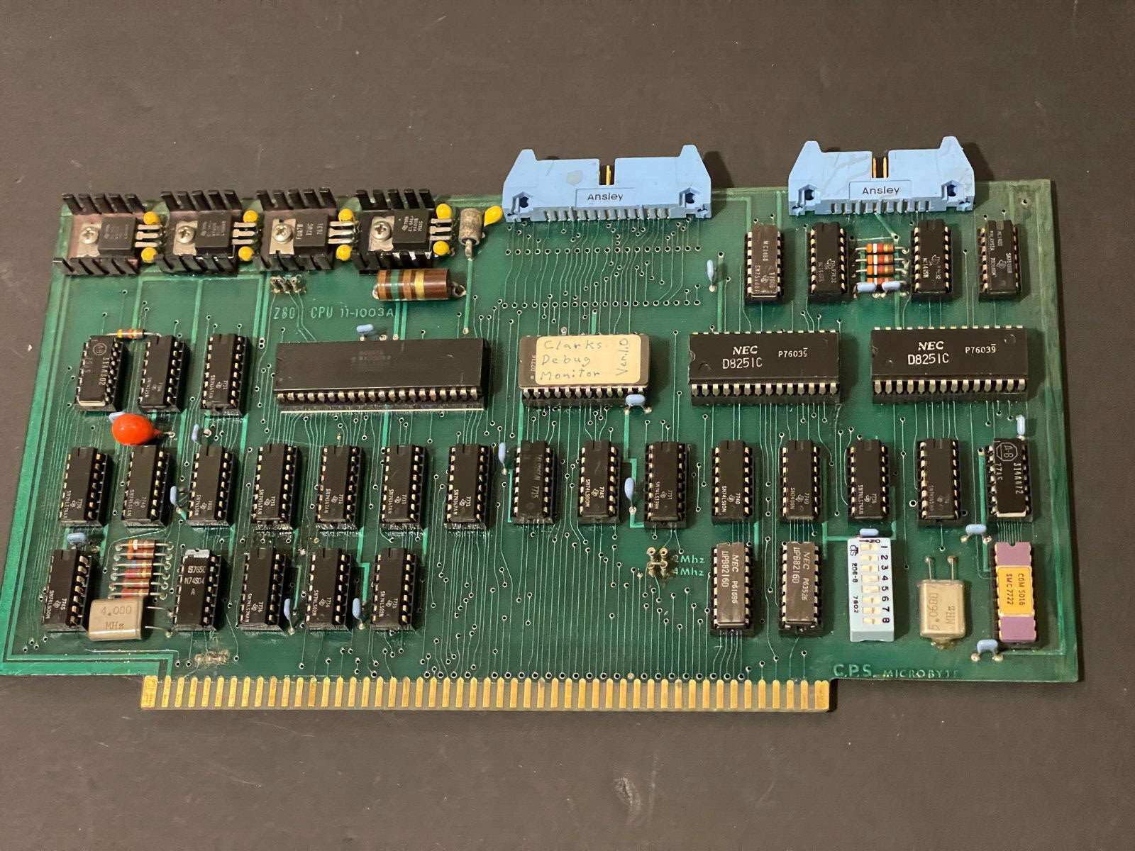 C.P.S. MICROBYTE Z80 CPU 11-1003A BOARD S-100 MOST SOCKETED MK3880N-4  VINTAGE