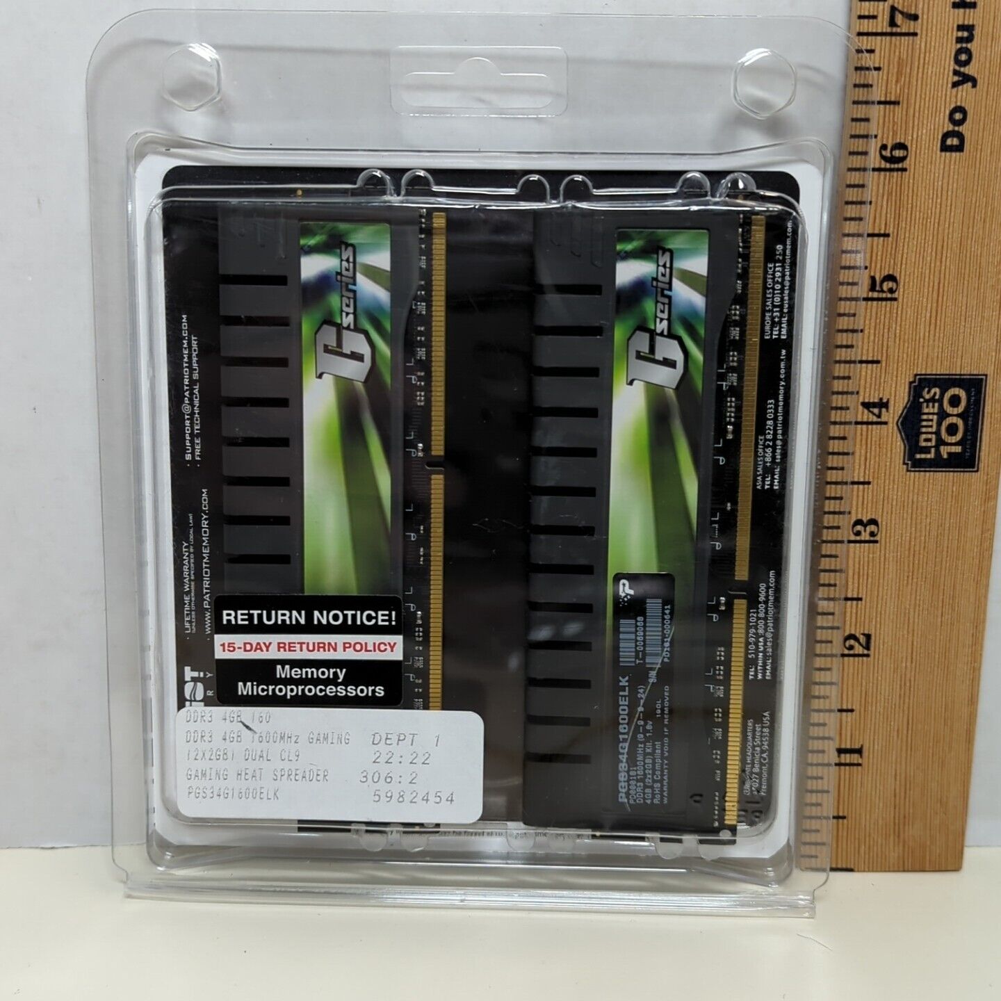 Patriot Memory G Series DDR3 4 GB 1600 MHz Computer PC  2 x 2GB Extreme 