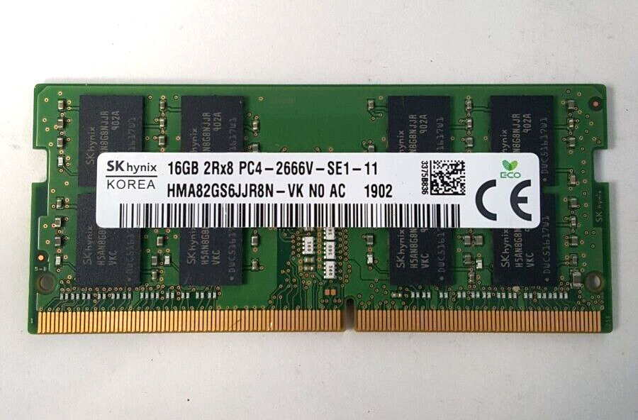 SK Hynix 16GB DDR4 SODIMM Laptop RAM 2666 MHz PC4-21300 260pin HMA82GS6JJR8N-VK