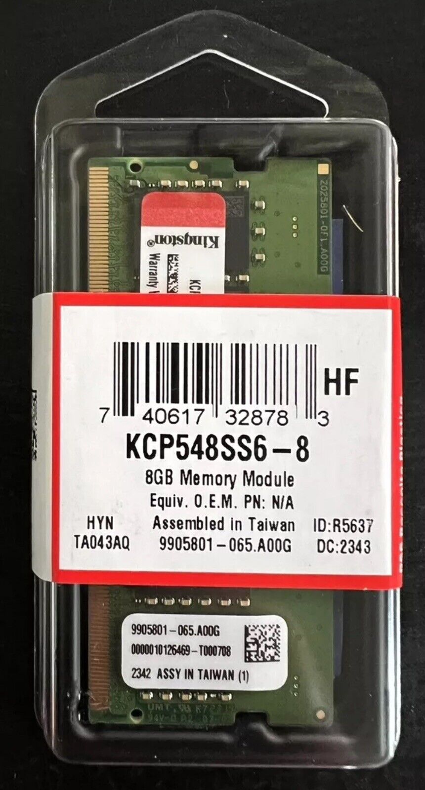 1x Kingston 8GB DDR5 RAM For Laptop KCP548SS6-8 New Sealed Original Packaging