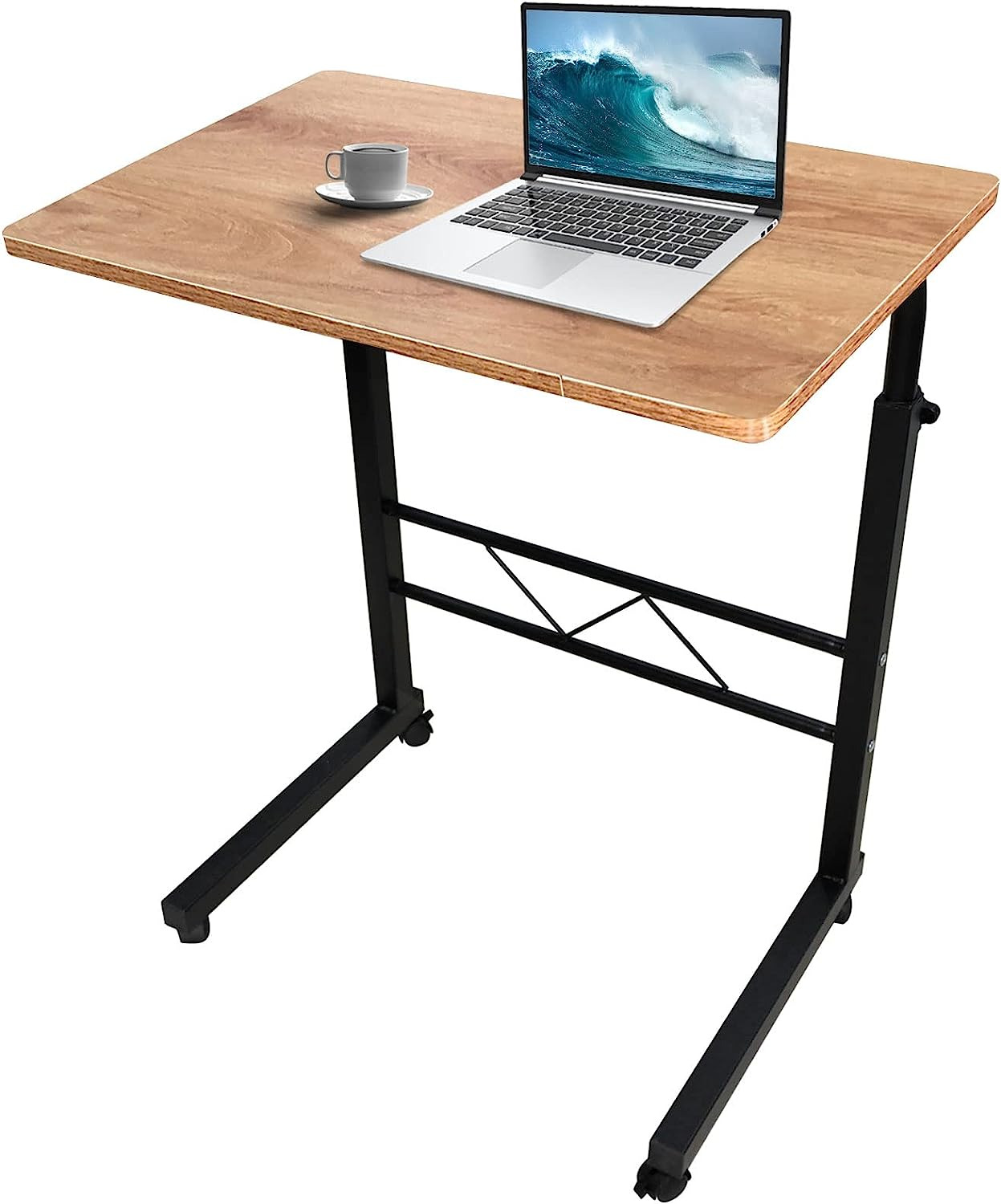 Laptop Table Desk Adjustable Height Sofa Bed Side Rolling Desk, Mobile Laptop Ca