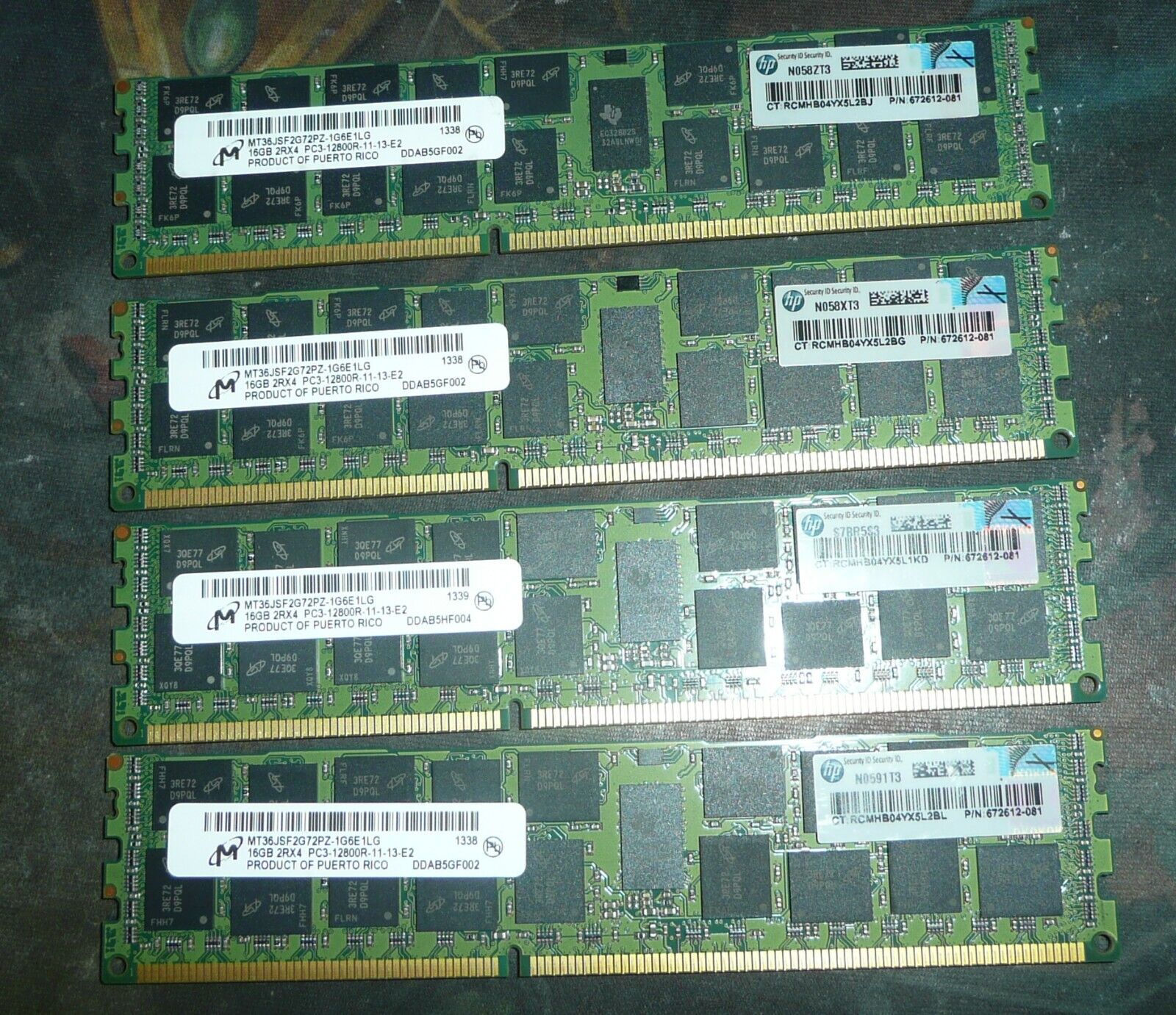 Micron 64GB (4 x 16GB) PC3-12800R DDR3 Registered Server Memory MT36JSF2G72PZ