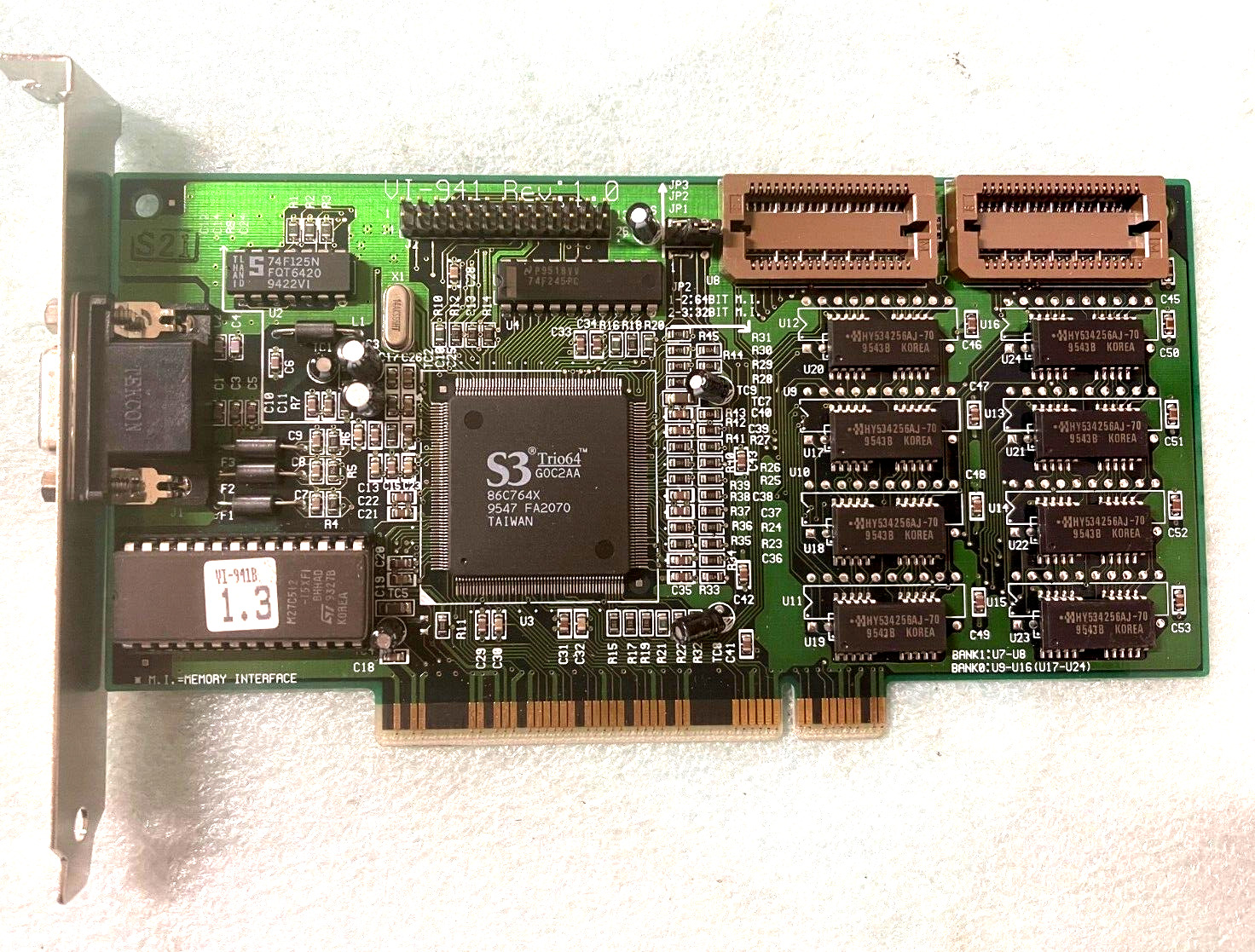 RARE NEW VINTAGE VI-940 S3 TRIO64 1 MB EXP TO 2 MB PCI VGA CARD MXB140A