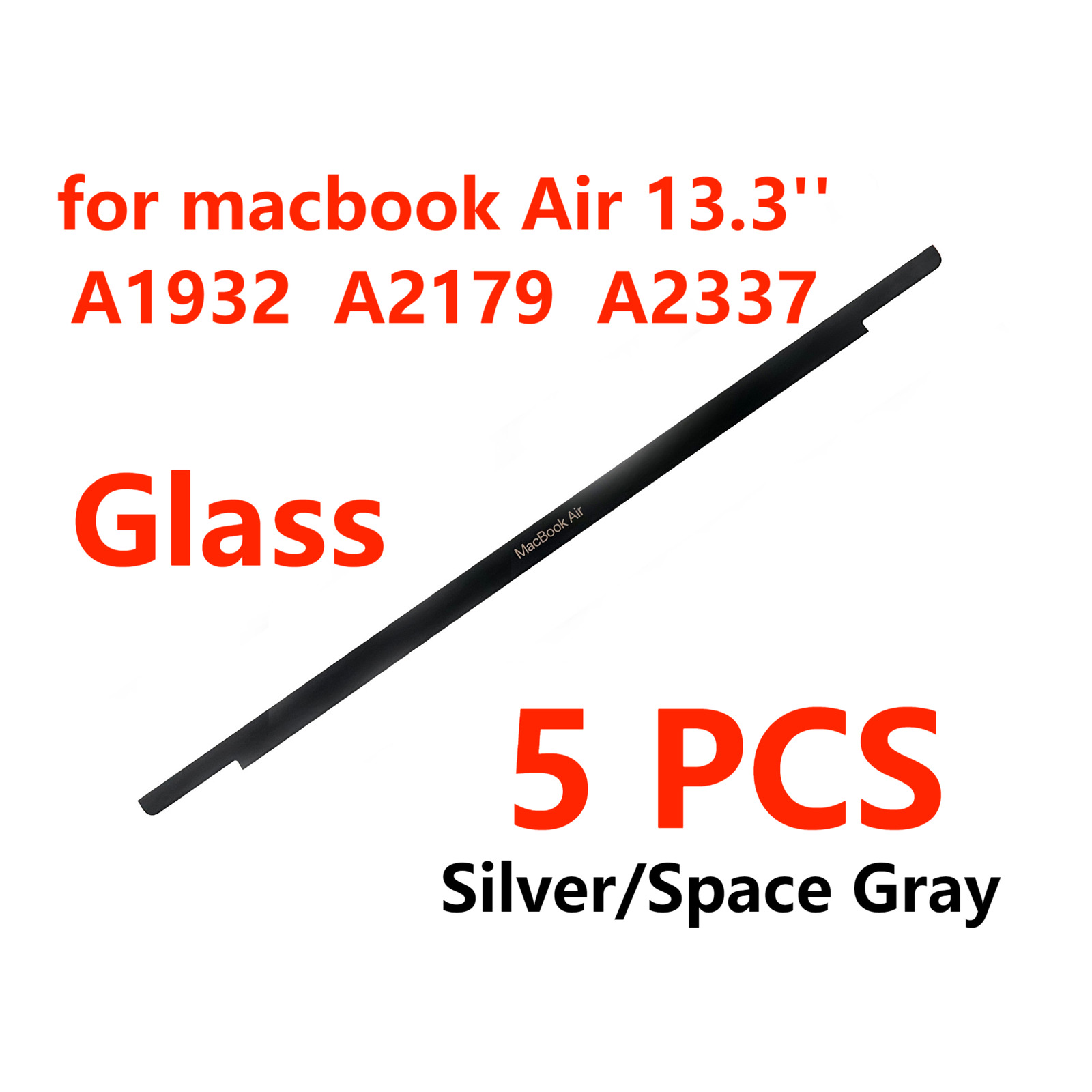 5pc Gray for MacBook Air 13.3'' A1932 A2179 A2337 Front Glass Bezel Logo Strips