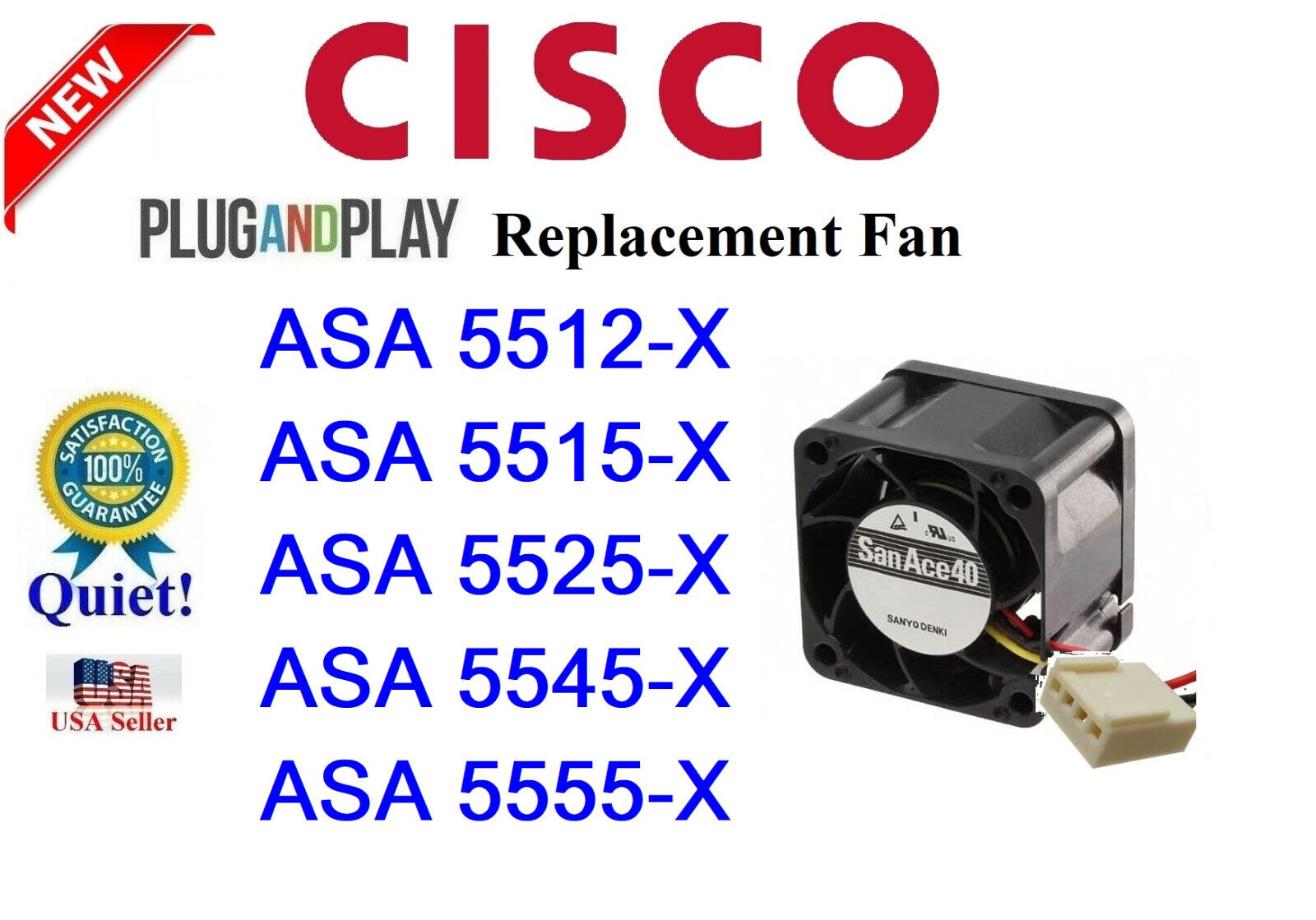1x QUIET version Replacement Fan for Cisco ASA5512-X, ASA5515-X, ASA5525-X