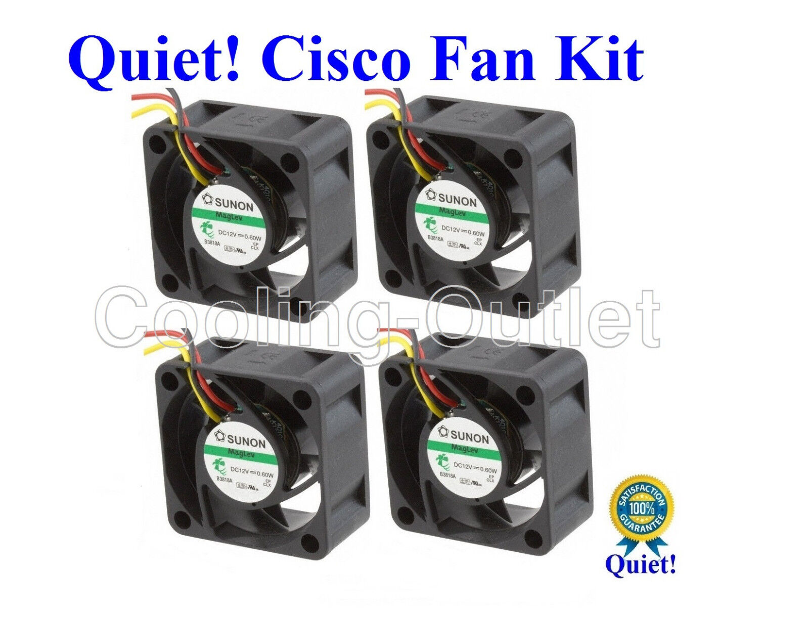 Set of 4x Quiet fans for Cisco SG300-52P SG300-52MP Low Noise 18dBA Sunon fan