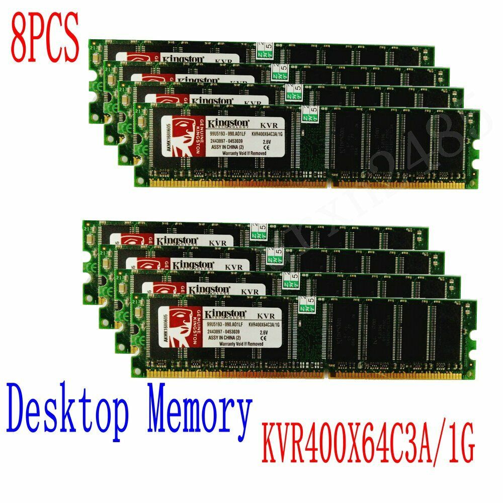 8PCS 1GB DDR PC3200 400Mhz 184pin DIMM RAM kit Desktop Memory KVR400X64C3A/1G
