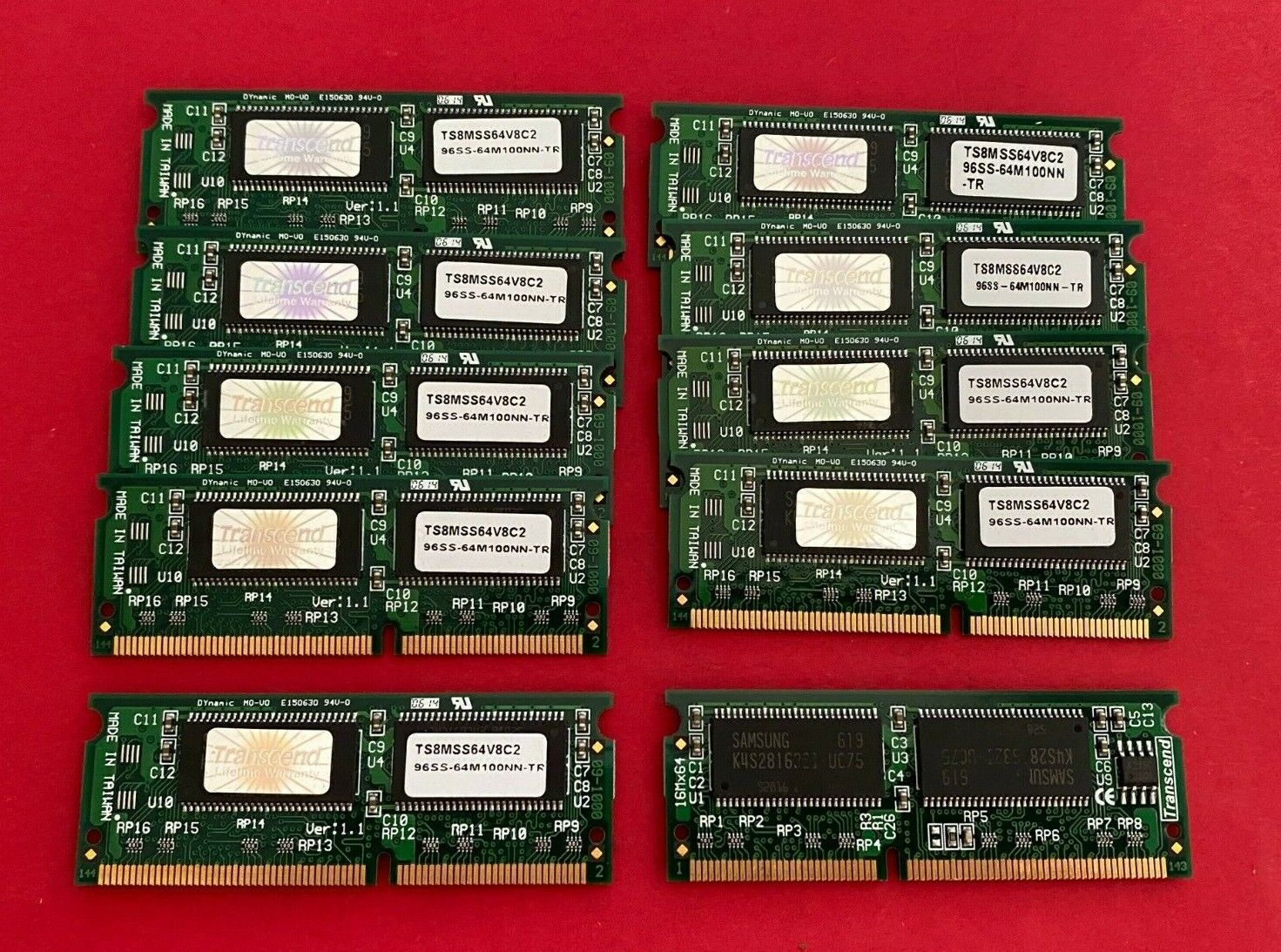 Transcend TS8MSS64V8C2 144PIN PC100 Unbuffered DIMM 64MB With 8Mx16 CL2, 10pcLot