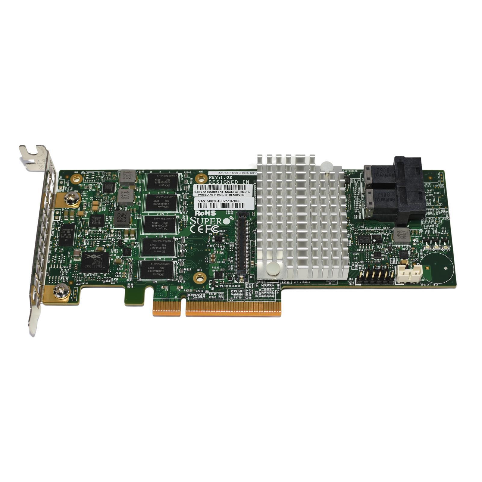 SUPERMICRO AOC-S3108L-H8IR-16DD 2GB 8-Port SAS3 12Gbps PCI-e 3.0 RAID Controller