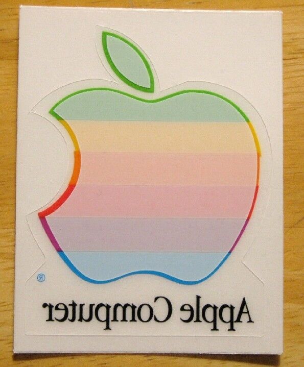 Vintage APPLE Computer Rainbow Logo Window Cling Decal UNUSED Mac Collectible
