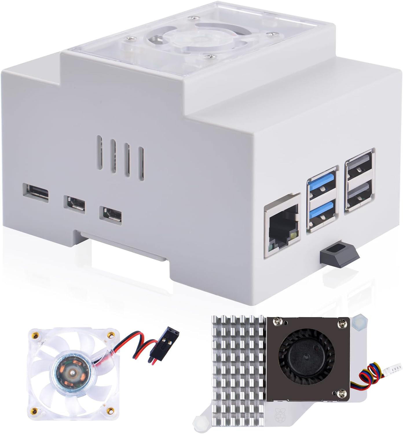 GeeekPi Case for Raspberry Pi 5, DIN Rail Case with Active Cooler for Raspberry