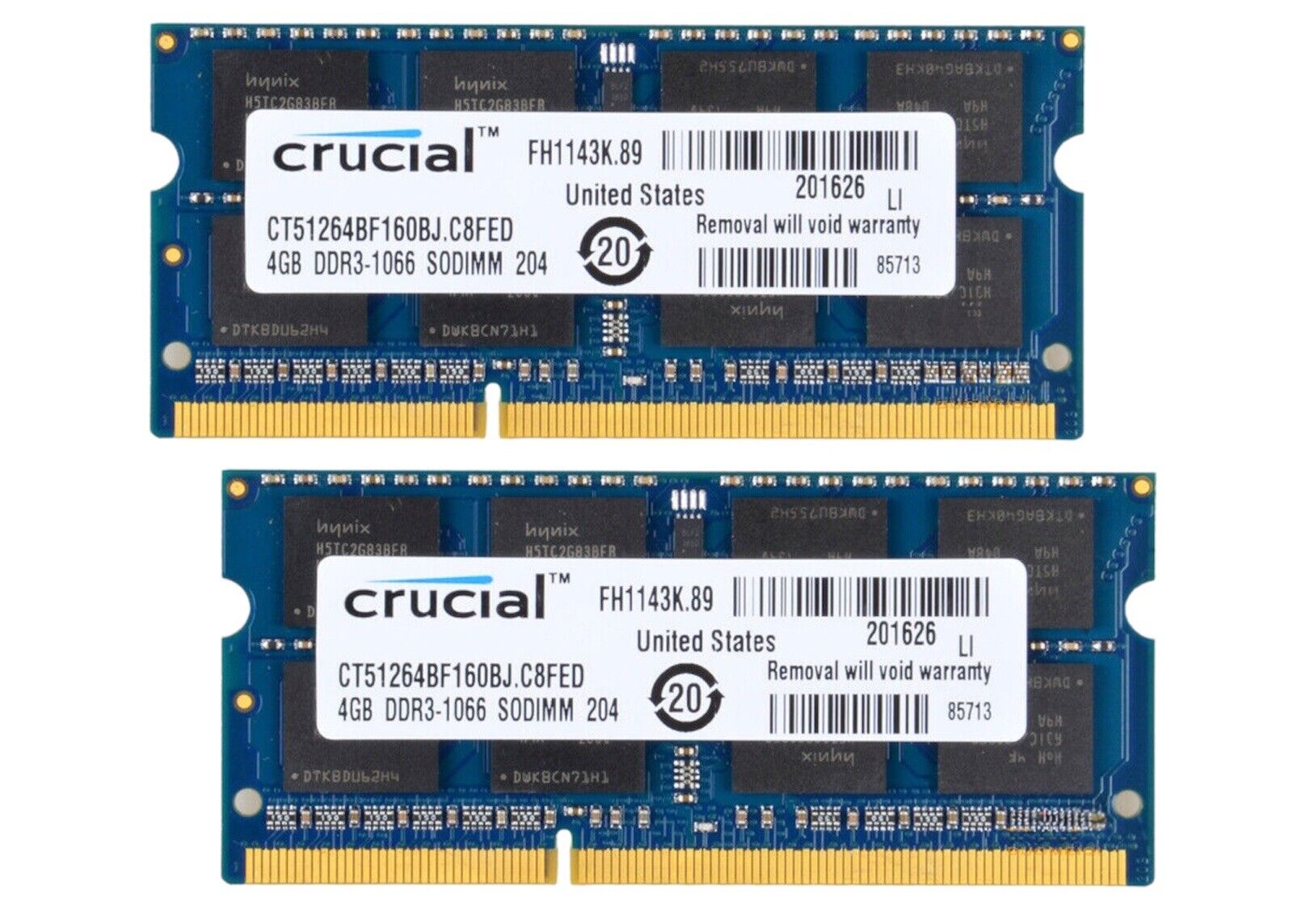 Crucial 8GB 2x 4GB DDR3 PC3-8500 1066 MHz SODIMM Memory Ram Kit Laptop & MacBook