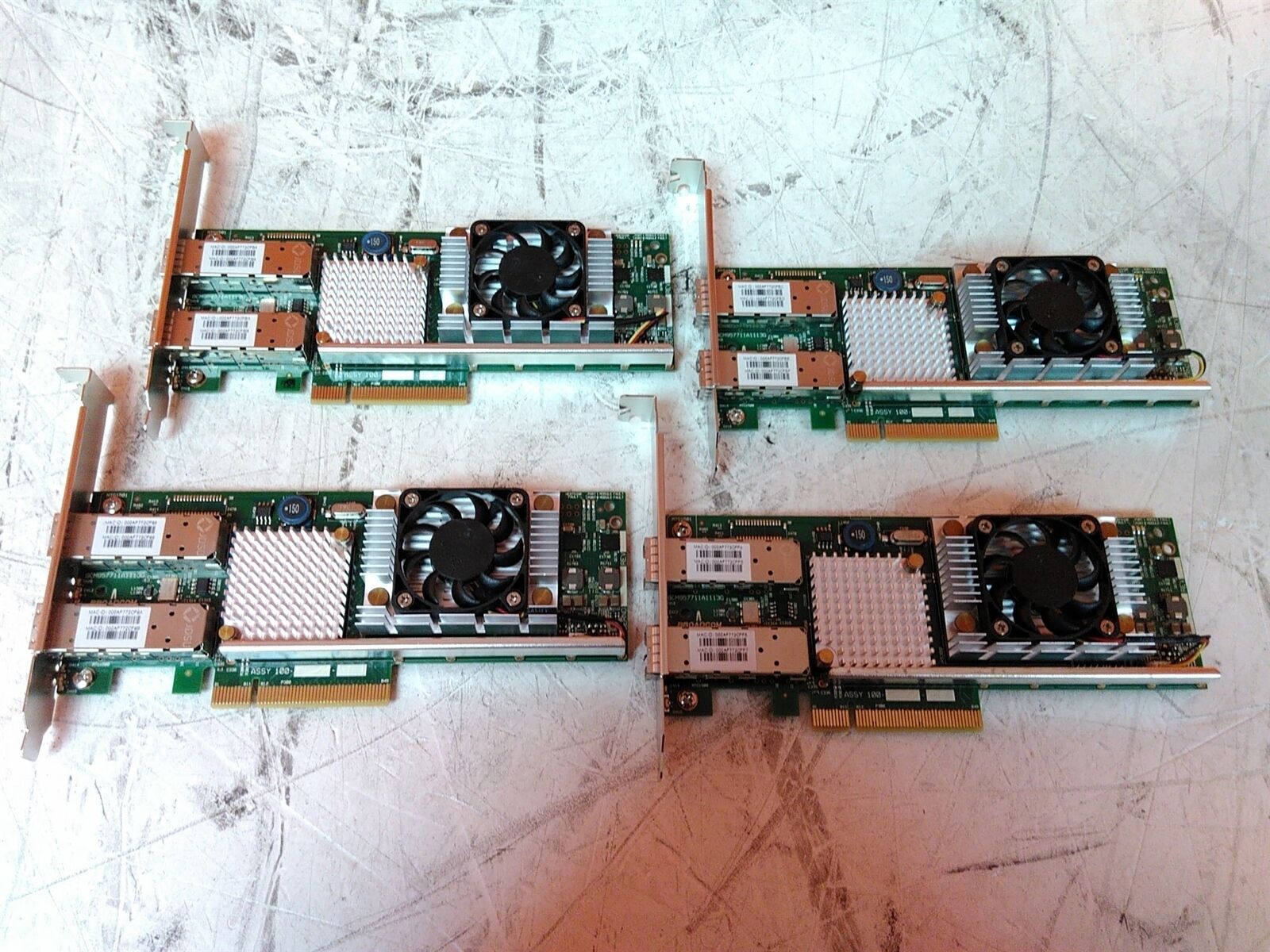 Lot of 4 Dell Broadcom KJYD8 Dual Port 10Gb SFP PCIe Network Adapter 