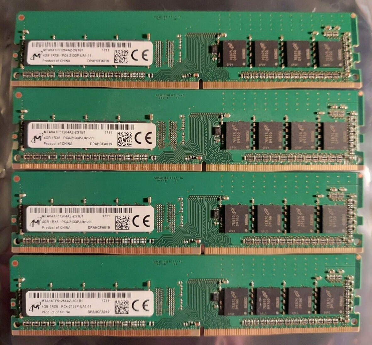 LOT QTY 4 Tested GOOD Micron 4GB DDR4 2133 MTA8ATF51264AZ-2G1B1 RAM DIMM module