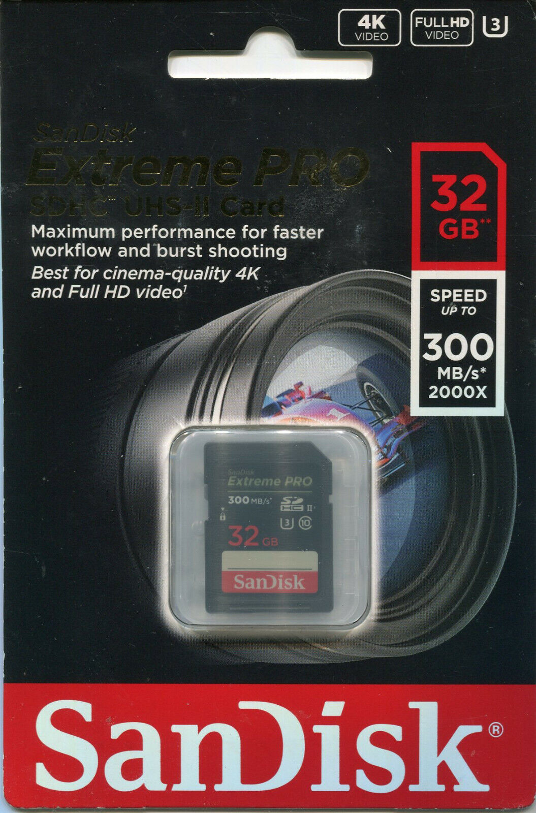 Sandisk Extreme PRO 32GB SDHC Y+UHS-II Card NEW 300 mb/s 2000x speed