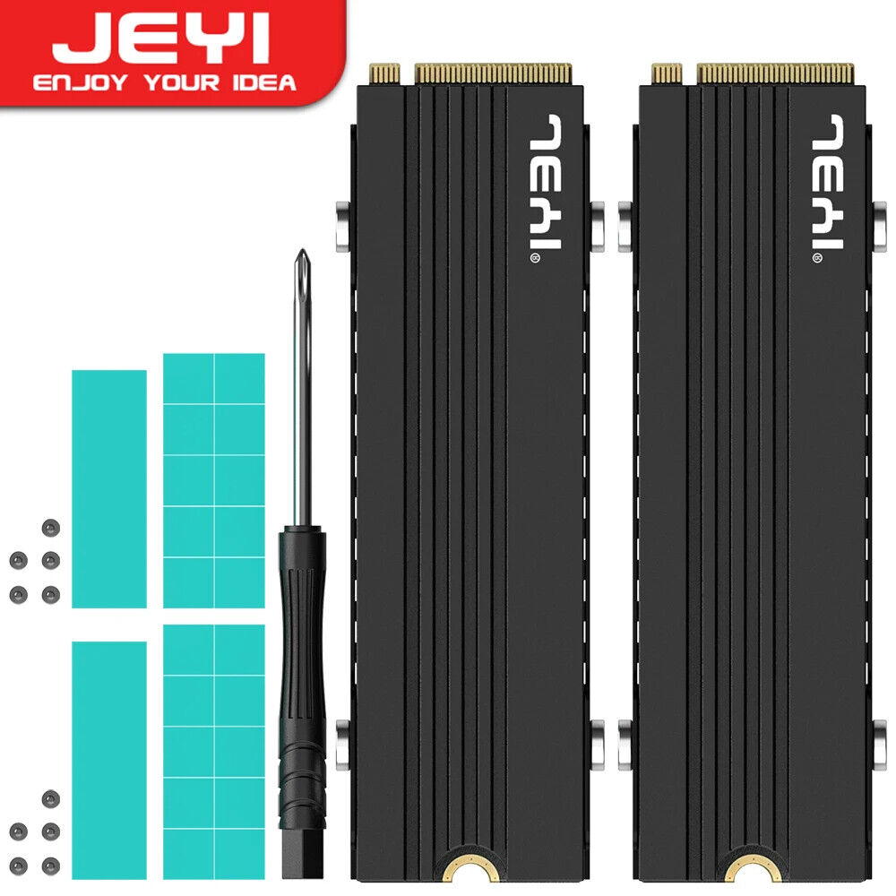 JEYI 2-Pack M.2 Heatsink for PS5 / PC, NVMe Cooler, Passive Heat Sink with Fins