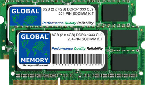 8GB (2 x 4GB) DDR3 1333MHz PC3-10600 204-PIN IMAC MID 2010-MID/LATE 2011 RAM KIT