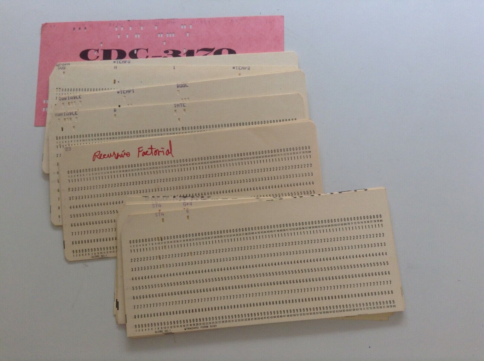 40 Vintage Computer Punch Cards Assembly Assembler code CDC End Job Control PINK