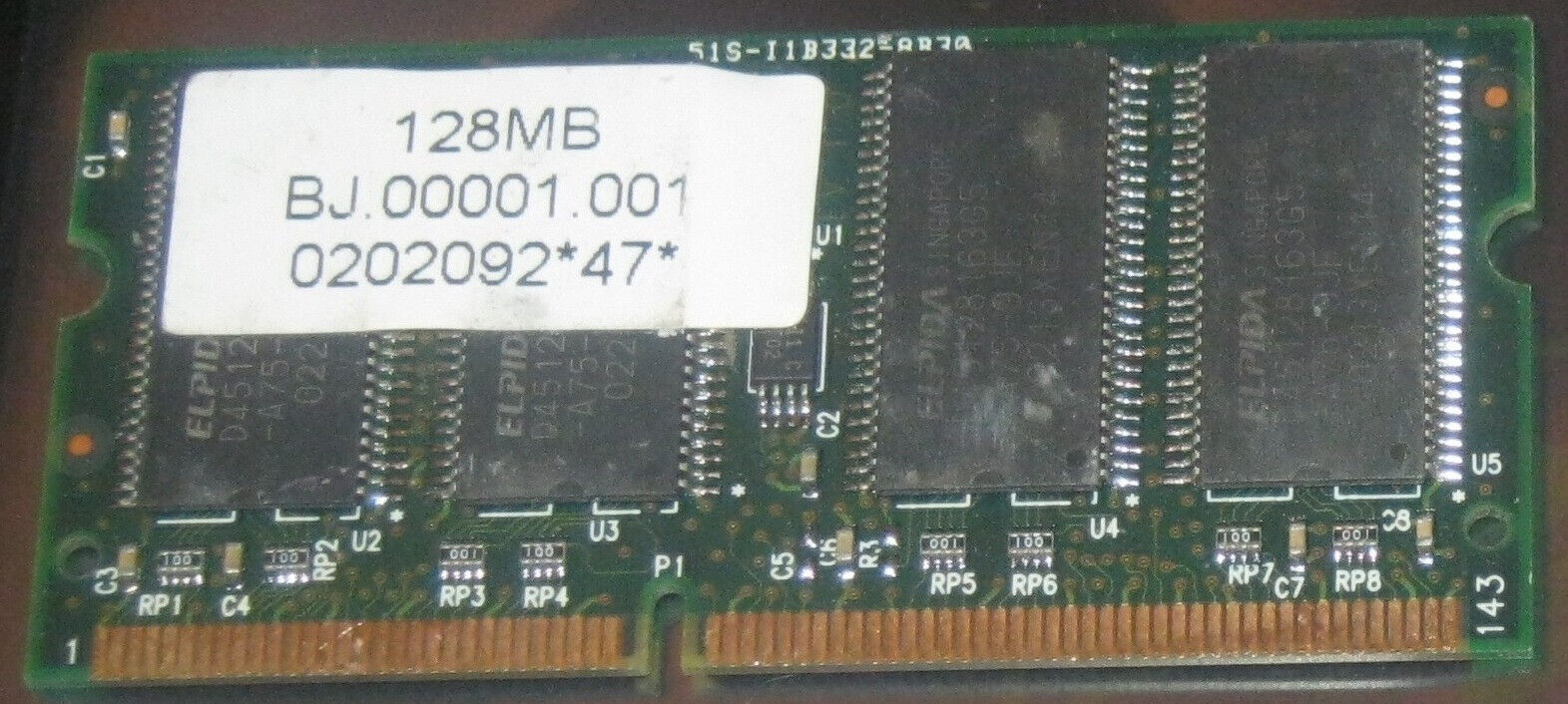 128MB Acer EDO 133MHz PC-133 SO-DIMM 144-inch Memory CL3 BJ.00001.001 3.3V