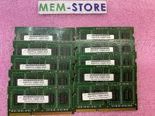 Lot of 20 8GB PC3L-12800S SODIMM DDR3L 1600 laptops Memory RAM (Made in USA)