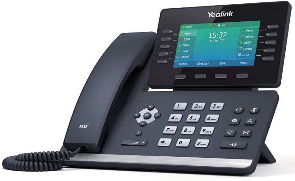 Yealink T54W IP Phone, 16 VoIP Accounts, 4.3-Inch Color Display, USB 2.0 - Black