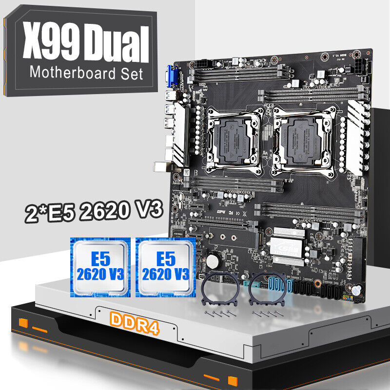 JINGSHA X99 Dual Motherboard Set LGA 2011-3 With 2pcs XEON E5 2620 V3 Processor