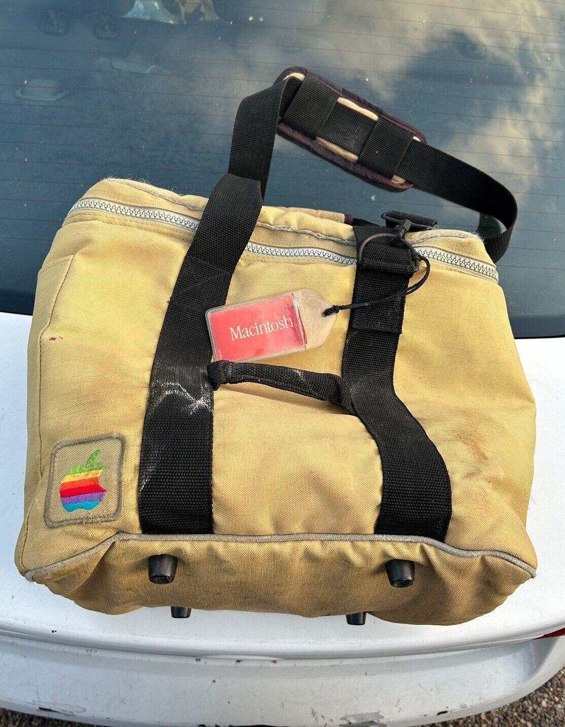 Macintosh 1980\'s Vintage Rainbow Apple Computer Carry Bag Case Tote Mac