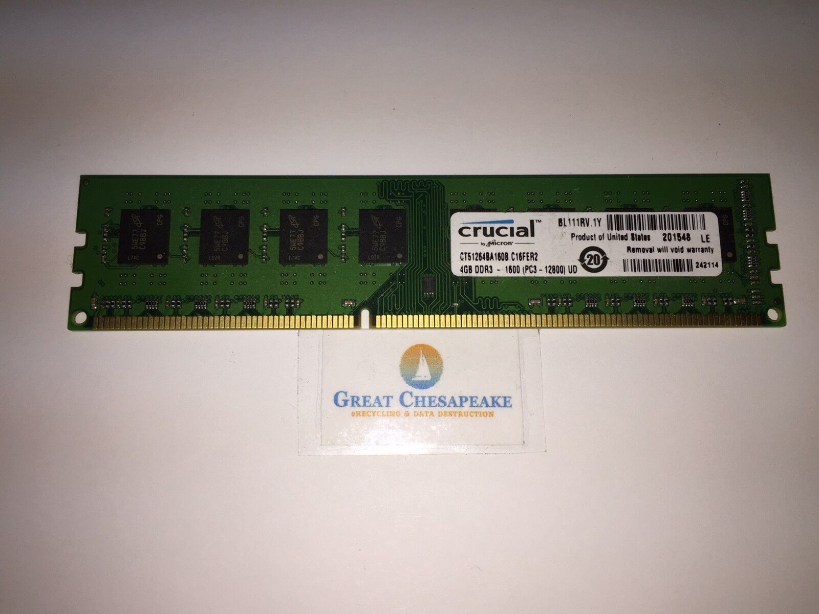 Crucial CT51264BA160B.C16FER2 4GB DIMM DDR3-1600 PC3-12800 SDRAM Memory TESTED
