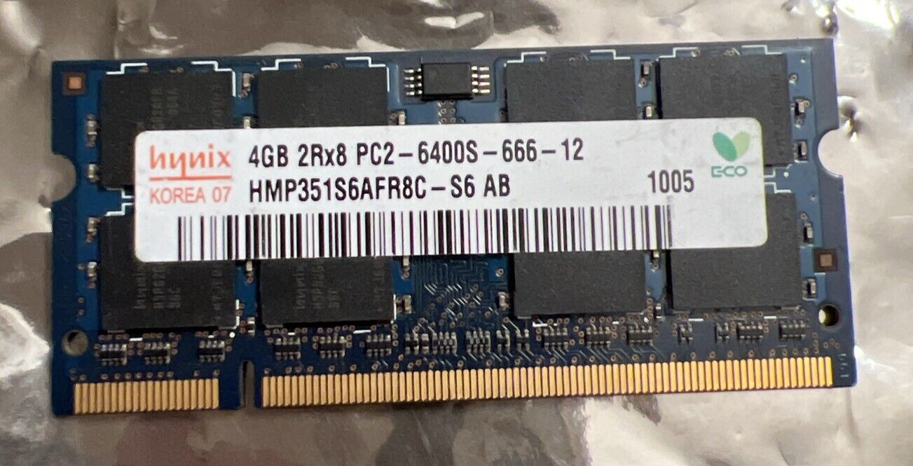 Hynix 4GB PC2-6400S PC6400 800 MHz So-Dimm Memory DDR2 HMP351S6AFR8C-S6