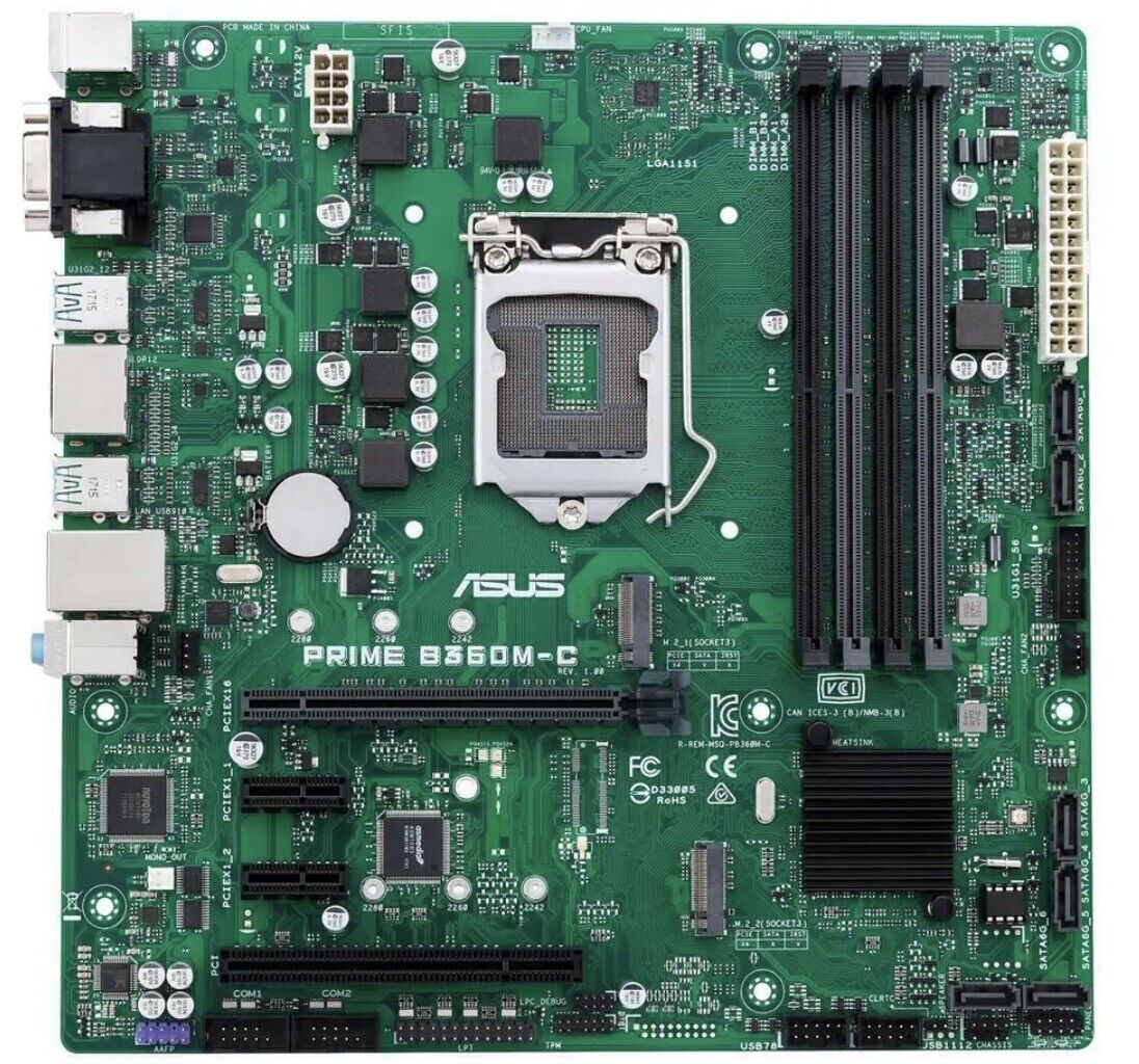 ASUS PRIME B360M-C Motherboard B360 LGA 1151 DDR4 mATX with i/o shield