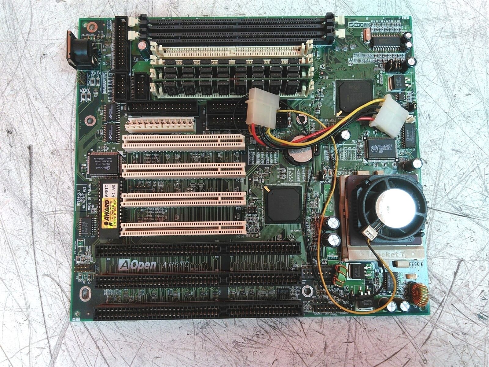 Vintage AOpen AP5TC Socket 7 AT Motherboard Intel Pentium MMX 200MHz 64MB 3x ISA