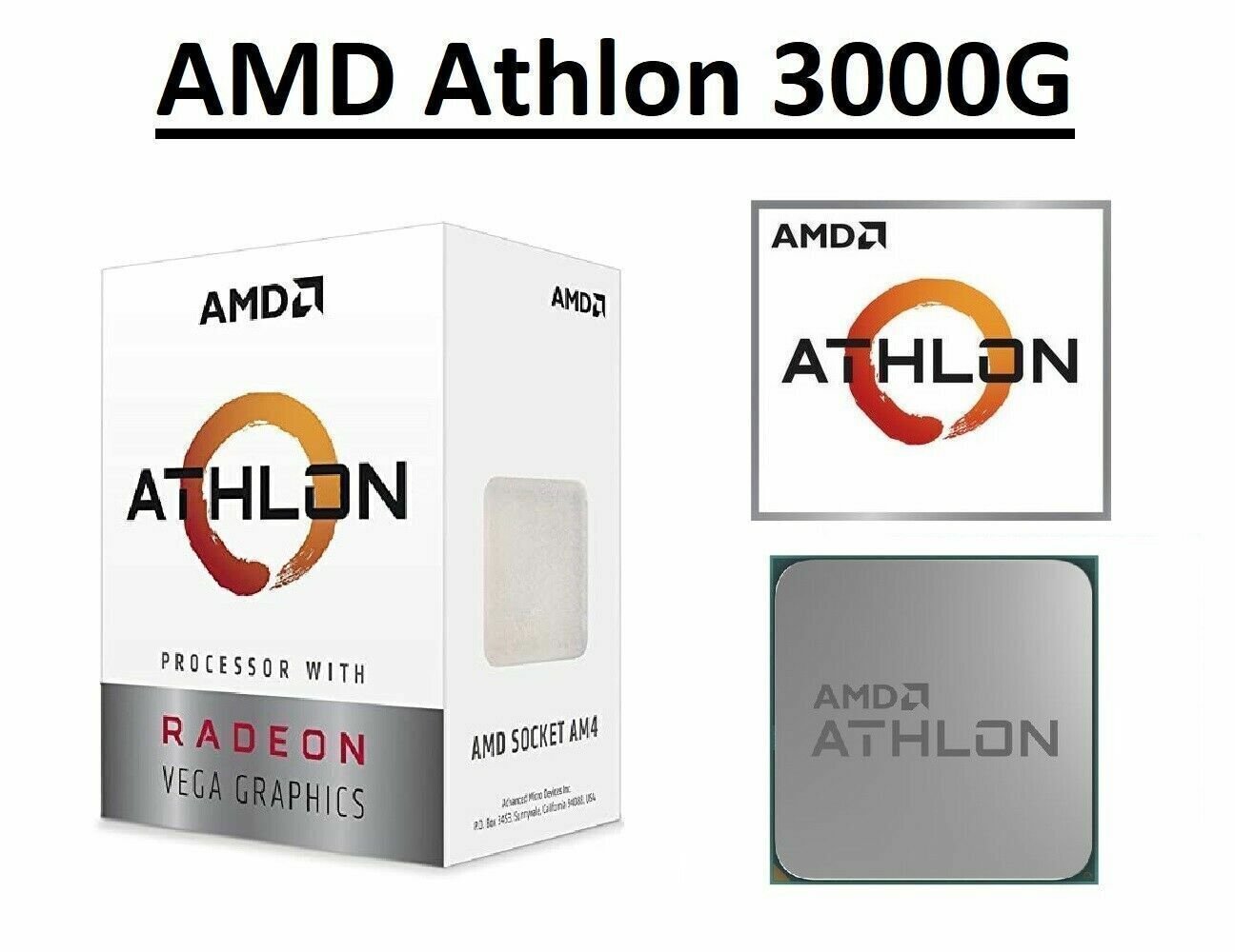 AMD Athlon 3000G CPU Radeon Graphics 2 Cores 4 Threads 3.5GHz 2667MHz Processor