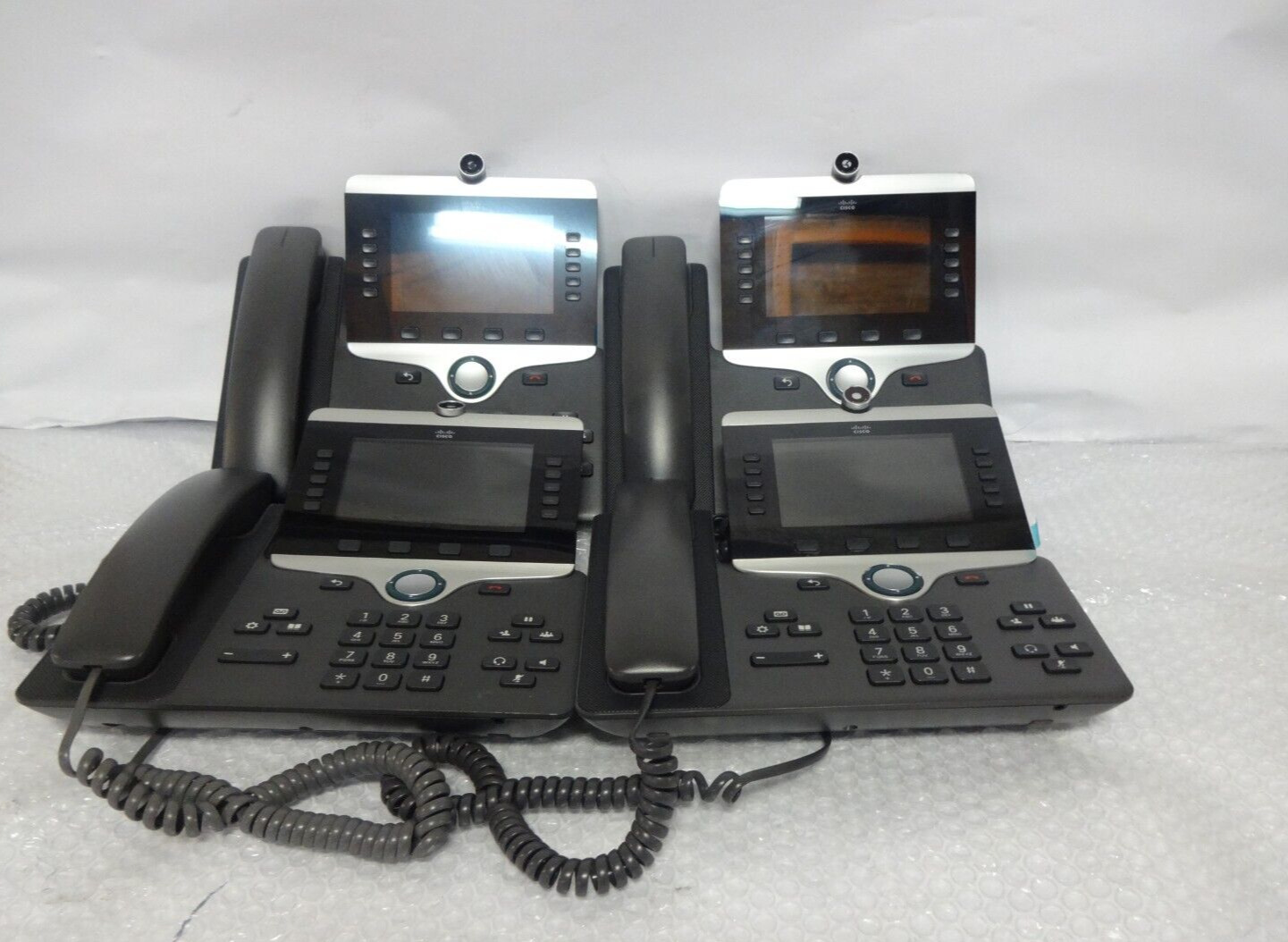 LOT OF 4 CISCO CP-8845-K9 5 LINE IP VIDEO CONFERENCE PHONE W/ STAND