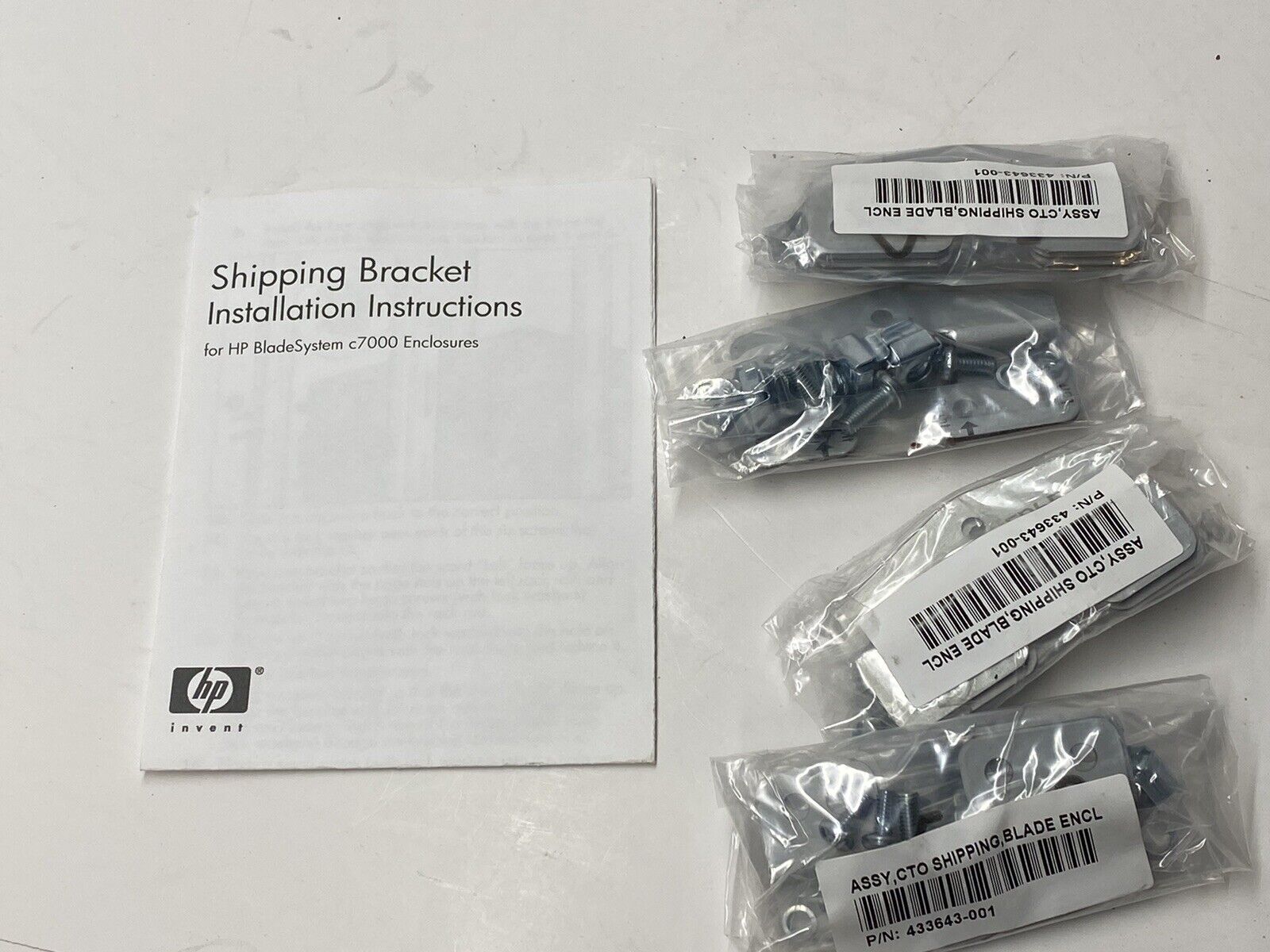 4 Shipping Bracket Enclosure Kits HP BladeSystem c7000 433643-001, screws & nuts