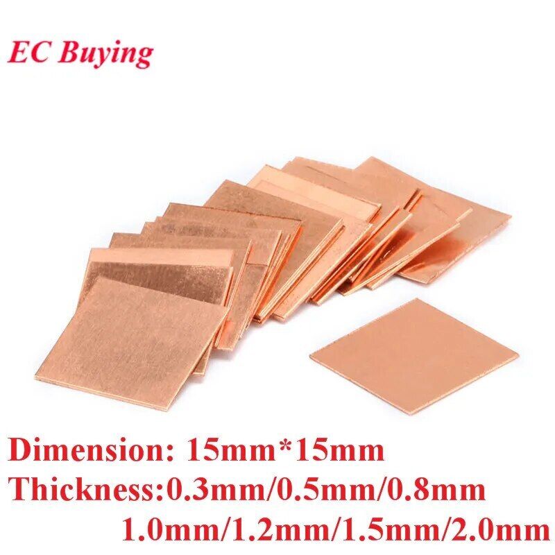10pcs 0.3/0.5/0.8/1.0mm Copper Sheet Plate Strip Shim Thermal Pad Heatsink Sheet