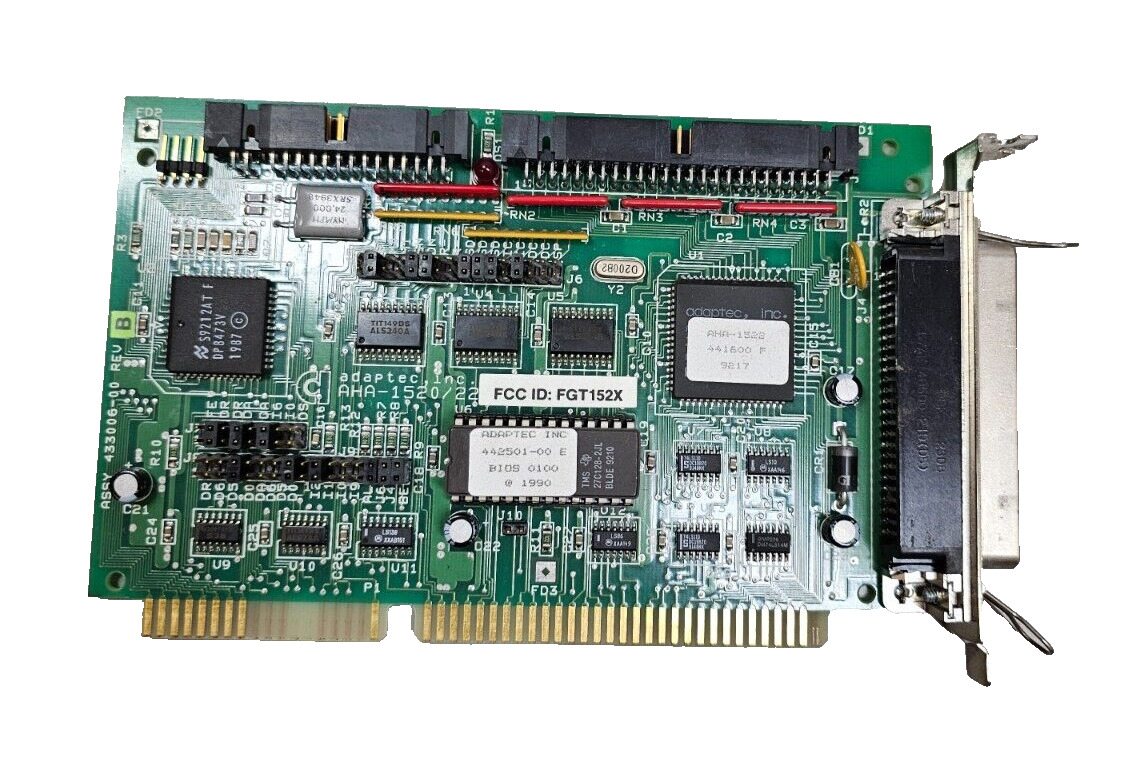 Vintage AHA-1522 F Adaptec 16-bit SCSI Adapter Hard/Floppy Controller ISA Card