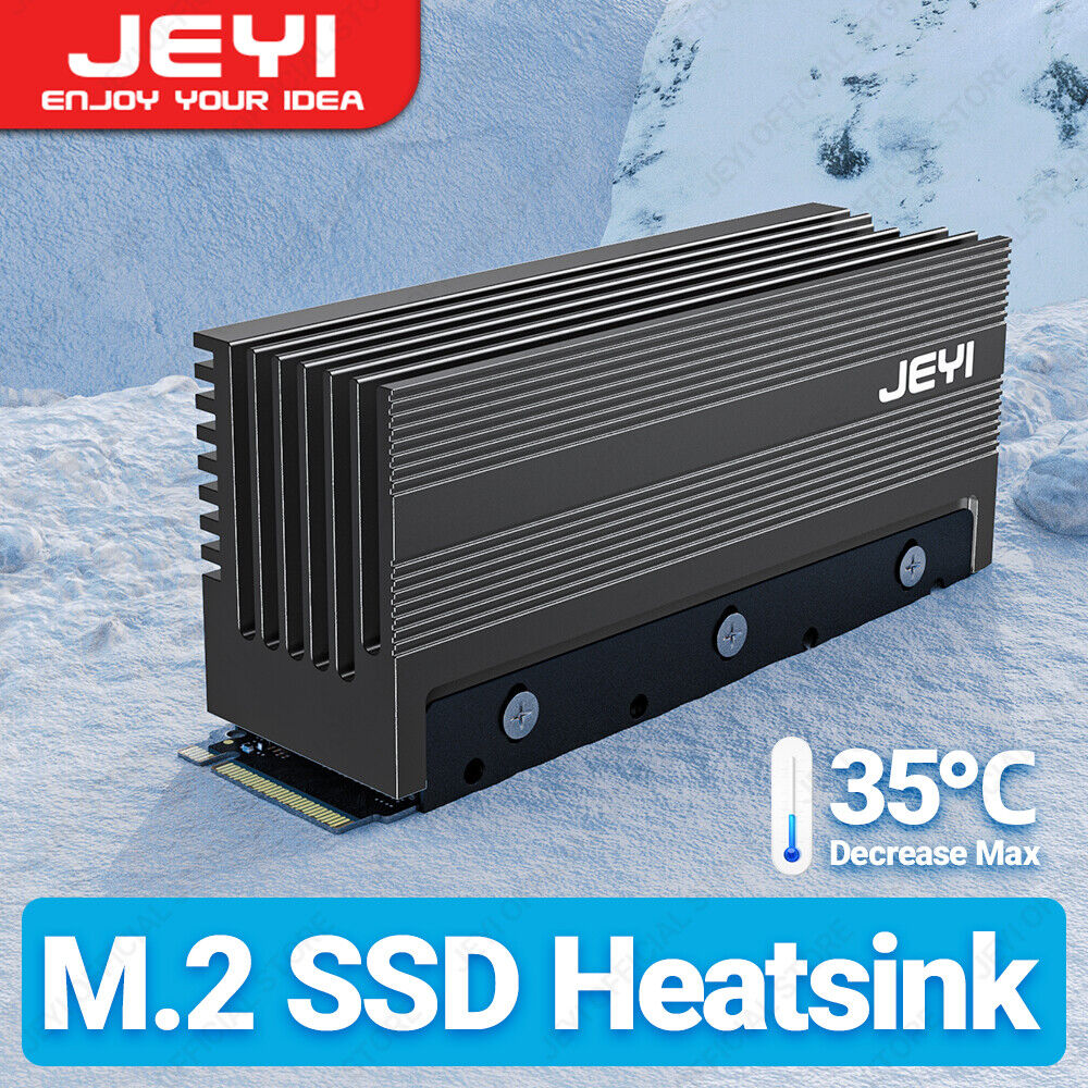 JEYI M.2 2280 SSD Heatsink Heavy Duty Aluminum Convective Cooler with Fins