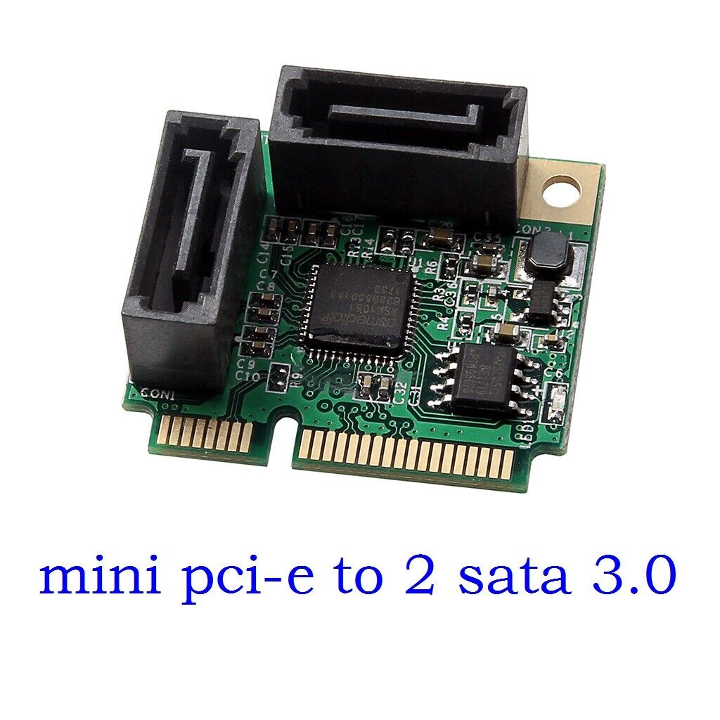 Mini PCI-Express to 2 Ports SATA 3.0 III 6Gb/s Expansion Card Single Chip