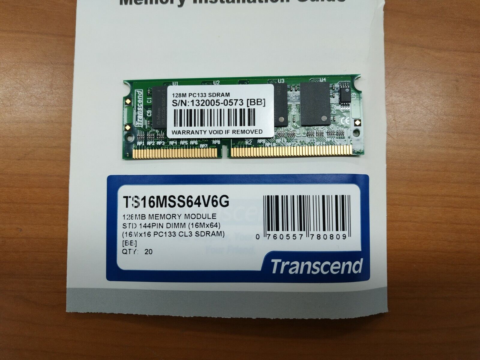 New Transcend PC-133 PC133 SO-DIMM 128G SD RAM 144pin TS16MSS64V6G / eBay GSP